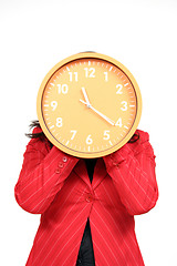 Image showing sexy businesswoman with clock, business photo