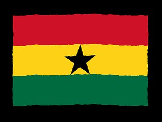 Image showing Handdrawn flag of Ghana