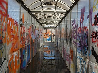 Image showing Footbridge with graffiti