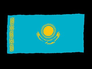 Image showing Handdrawn flag of Kazakhstan