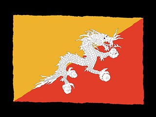 Image showing Handdrawn flag of Bhutan