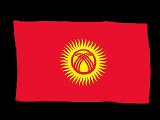 Image showing Handdrawn flag of Kyrgyzstan
