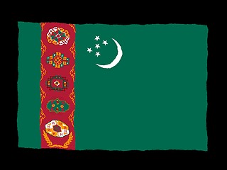 Image showing Handdrawn flag of Turkmenistan