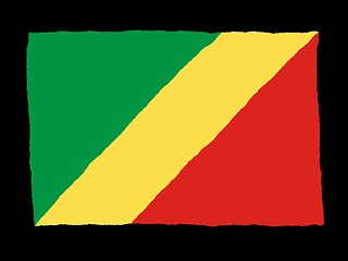 Image showing Handdrawn flag of Congo