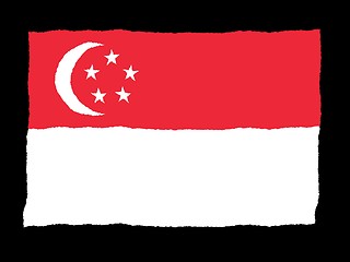 Image showing Handdrawn flag of Singapore