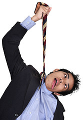 Image showing Businessman hanged b necktie