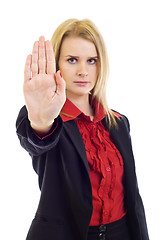 Image showing businesswoman saying stop