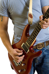 Image showing closeup of a guitarist