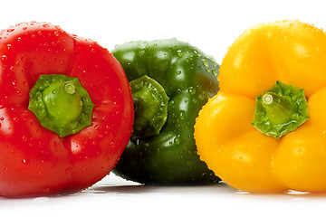 Image showing Bell peppers with water droplets