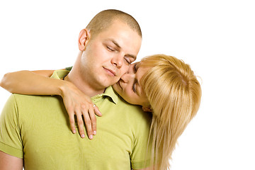 Image showing woman kissing man