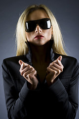 Image showing  beautiful blond girl with sunglasses