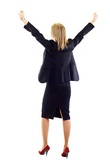 Image showing Businesswoman with arms raised