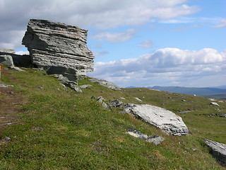 Image showing Stone on hill side