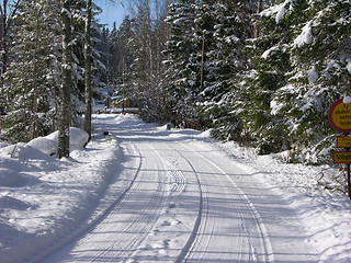 Image showing Snowy ploughed way