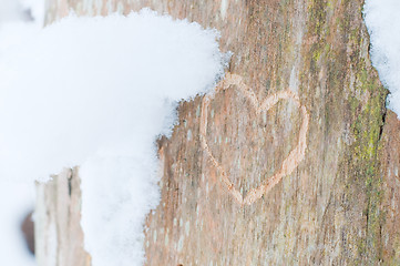 Image showing Heart and snow