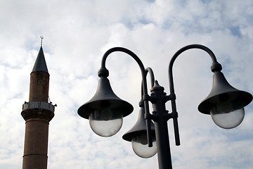 Image showing Mosque and street lights