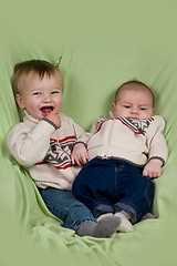 Image showing Baby Boys in Winter Clothes