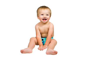 Image showing Cute Baby Boy Isolated Wearing Cloth Diaper 