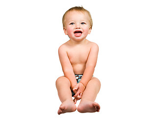 Image showing Cute Baby Boy Isolated Wearing Cloth Diaper 