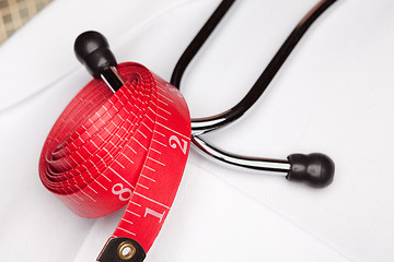 Image showing Doctor with Stethoscope and Measuring Tape