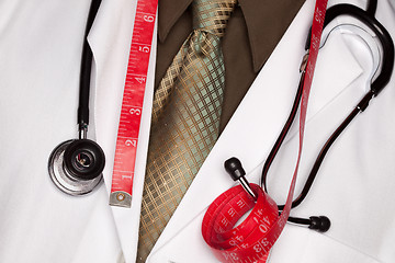 Image showing Doctor with Stethoscope and Measuring Tape