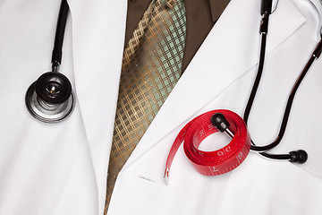 Image showing Doctor with Stethoscope and Measuring Tape