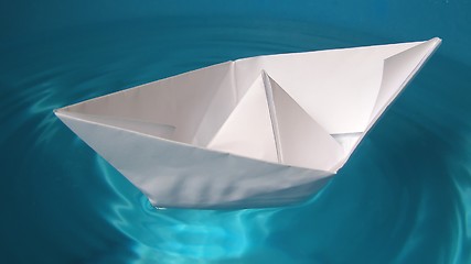 Image showing Paper ship in water