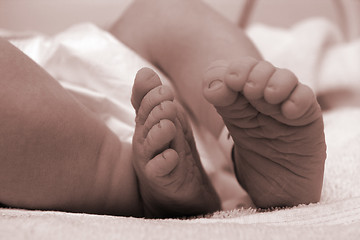 Image showing New born baby feet