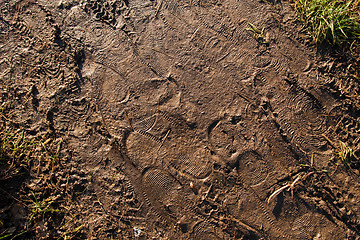 Image showing footsteps in mud