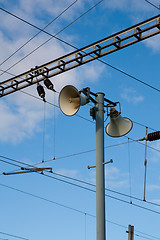 Image showing loudspeakers on pylon