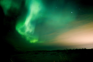 Image showing Aurora and town lights