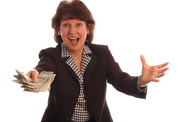 Image showing excited woman with cash 414