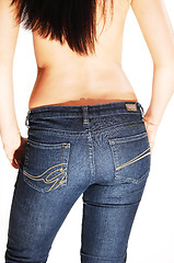 Image showing Topless woman in jeans.