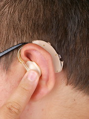 Image showing Man wearing hearing aid