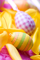 Image showing Bright coloured Easter eggs