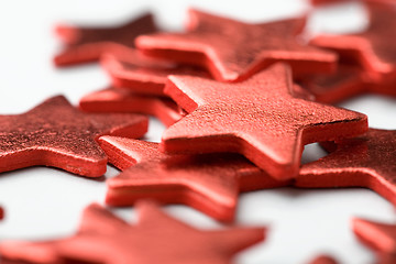 Image showing Red shiny star shape Christmas decoration