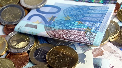 Image showing Euro coins and notes