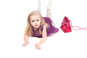 Image showing Studio shot of baby girl in gala dress