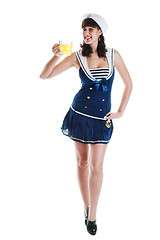 Image showing Pinup Sailor Girl With Beer