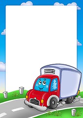 Image showing Frame with cute delivery car