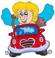 Image showing Cupid in red car