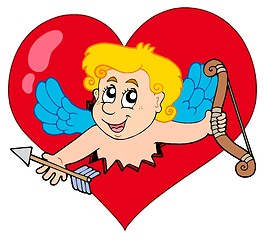 Image showing Cupid lurking from heart