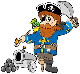 Image showing Cartoon pirate with cannon