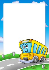 Image showing Frame with yellow school bus