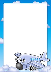 Image showing Frame with cute airplane and clouds