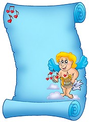 Image showing Blue parchment with Cupid 2