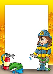 Image showing Frame with firefighter girl