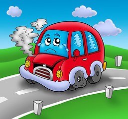 Image showing Broken cartoon car on road