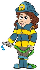 Image showing Firefighting girl