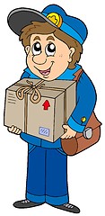 Image showing Mailman delivering box